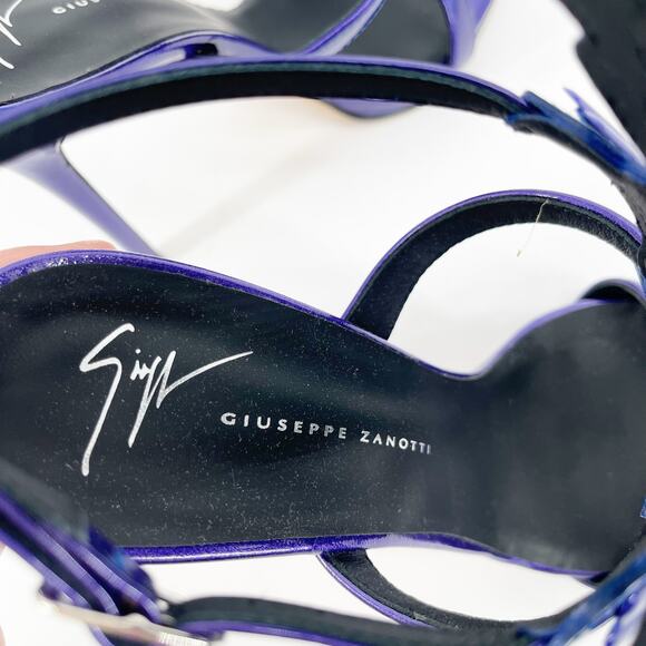 Giuseppe Zanotti Metallic Purple Cruel Alien Wing Stiletto Heel Sandals IT 37 - Picture 12 of 13